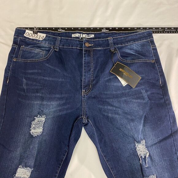 Henry & William Jeans Mens 42x32 Blue Relax Fit Distressed American Preppy Denim - Picture 13 of 16